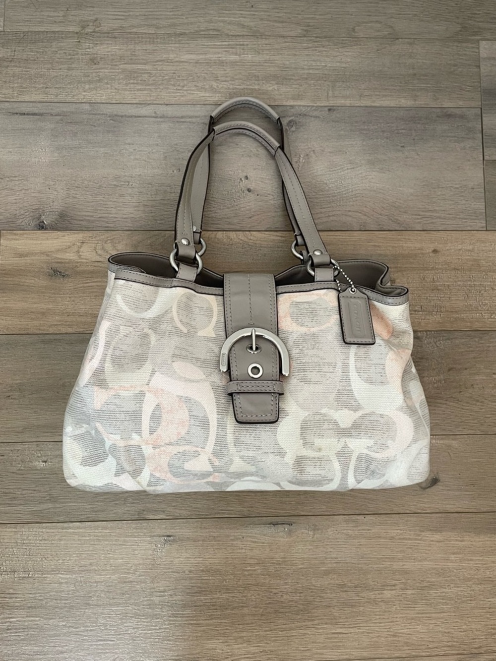 Coach Y2K Soho Shoulder Bag Signature Optic Linen Leather Grey